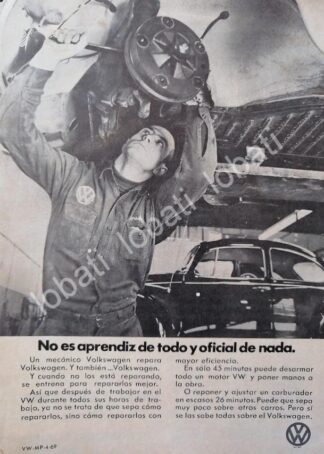 CARTEL ANTIGUO ORIGINAL DE AUTOS VOLKSWAGEN VOCHO 1969 /655 (T. GRANDE)