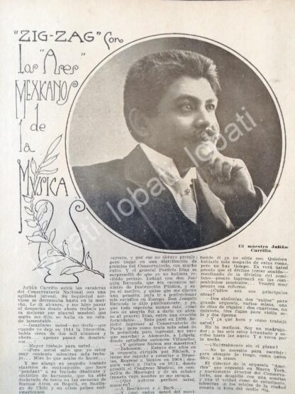 CARTEL ANTIGUO ORIGINAL DE NOTA ANTIGUA ENTREVISTA CON JULIAN CARRILLO 1920 - Image 3