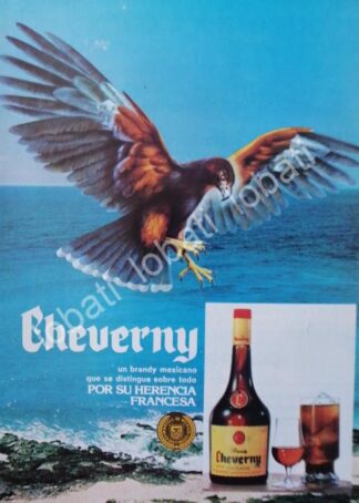 CARTEL ANTIGUO ORIGINAL DE VINOS. BRANDY CHEVERNY 1970s /525 25X17 CMS