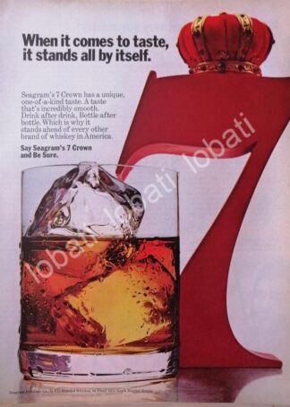 CARTEL ANTIGUO ORIGINAL DE VINOS. WHISKY SEVEN CROWN 1960s /521