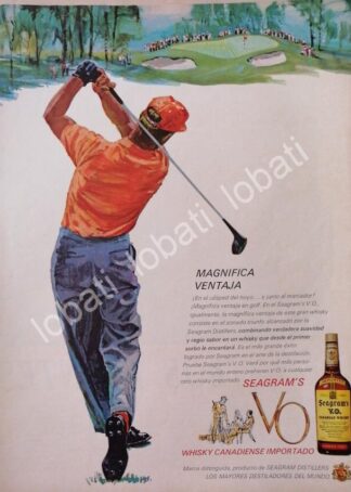 CARTEL ANTIGUO ORIGINAL DE VINOS. WHISKY SEAGRAMS V.O. 1960s /519