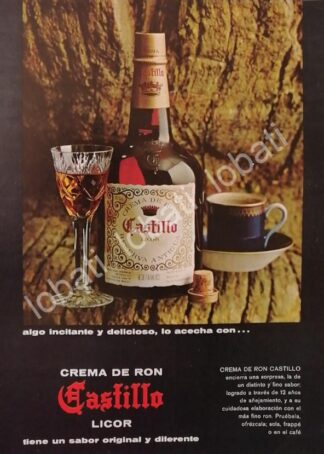 CARTEL ANTIGUO ORIGINAL DE CREMA DE RON CASTILLO 1967 /509 /RARO