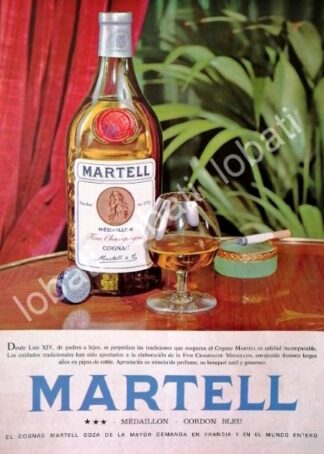 CARTEL ANTIGUO ORIGINAL DE COGNAC MARTELL 1965 FOTOGRAFIA DE BERGUGLIAN /507