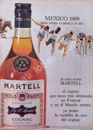CARTEL ANTIGUO ORIGINAL DE COGNAC MARTELL Y OLIMPIADA MEXICO 68 /501