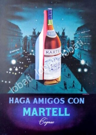 CARTEL ANTIGUO ORIGINAL DE COGNAC MARTELL 1950s /505 PUBLICIDAD ARTISTICA