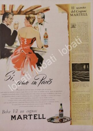 CARTEL ANTIGUO ORIGINAL DE COGNAC MARTELL 1957 /504