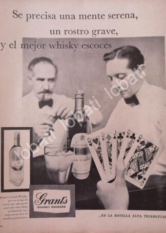 CARTEL ANTIGUO ORIGINAL DE VINOS. WHISKY GRANTS 1959 /595