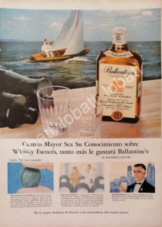 CARTEL ANTIGUO ORIGINAL DE VINOS WHISKY BALLANTINES 1960s /492