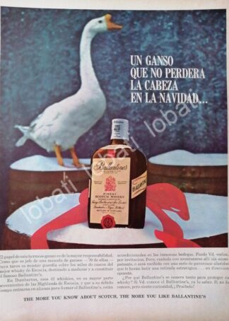 CARTEL ANTIGUO ORIGINAL DE VINOS WHISKY BALLANTINES 1960s /490