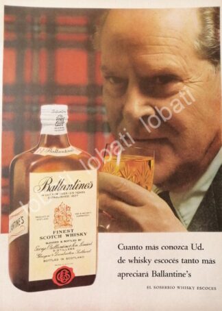 CARTEL ANTIGUO ORIGINAL DE VINOS WHISKY BALLANTINES 1960s /489