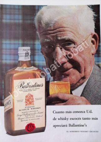 CARTEL ANTIGUO ORIGINAL DE VINOS WHISKY BALLANTINES 1960s /488