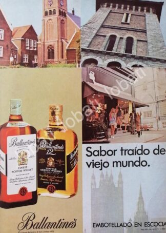 CARTEL ANTIGUO ORIGINAL DE VINOS WHISKY BALLANTINES 1970s /487