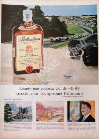 CARTEL ANTIGUO ORIGINAL DE VINOS WHISKY BALLANTINES 1950s /485