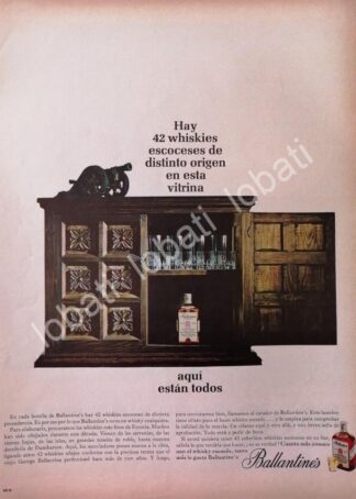 CARTEL ANTIGUO ORIGINAL DE VINOS WHISKY BALLANTINES 1950s /483