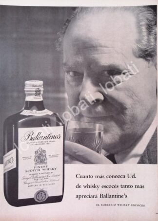 CARTEL ANTIGUO ORIGINAL DE VINOS WHISKY BALLANTINES 1950s /467