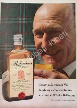 CARTEL ANTIGUO ORIGINAL DE VINOS WHISKY BALLANTINES 1950s /480