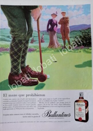 CARTEL ANTIGUO ORIGINAL DE VINOS WHISKY BALLANTINES 1950s /479