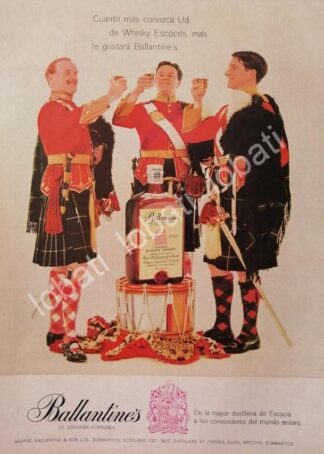 CARTEL ANTIGUO ORIGINAL DE VINOS WHISKY BALLANTINES 1950s /469