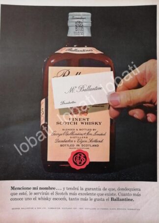 CARTEL ANTIGUO ORIGINAL DE VINOS WHISKY BALLANTINES 1950s /470