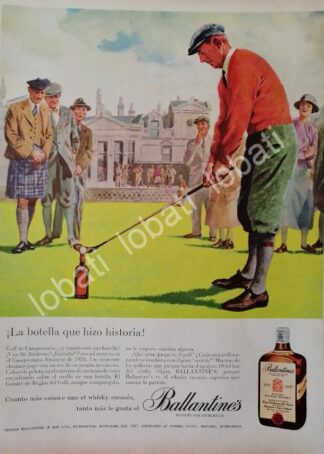 CARTEL ANTIGUO ORIGINAL DE VINOS WHISKY BALLANTINES 1950s /478