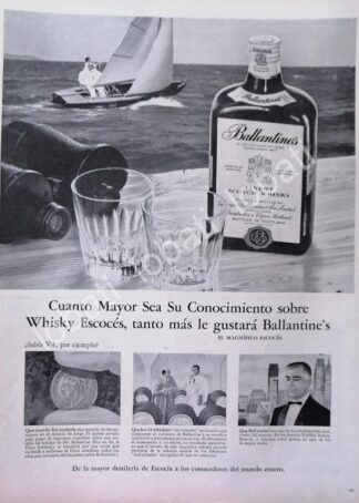 CARTEL ANTIGUO ORIGINAL DE VINOS WHISKY BALLANTINES 1950s /477