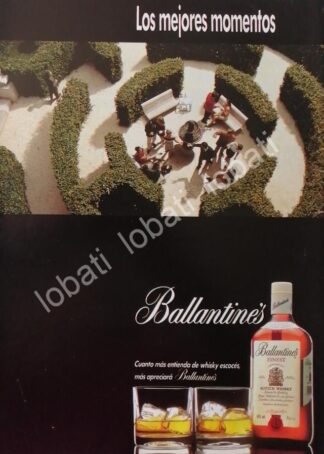 CARTEL ANTIGUO ORIGINAL DE VINOS WHISKY BALLANTINES 1980s /475