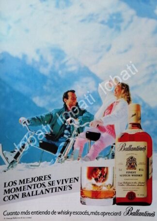 CARTEL ANTIGUO ORIGINAL DE VINOS WHISKY BALLANTINES 1980s /474