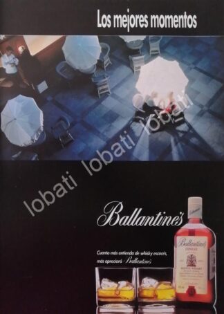CARTEL ANTIGUO ORIGINAL DE VINOS WHISKY BALLANTINES 1980s /473