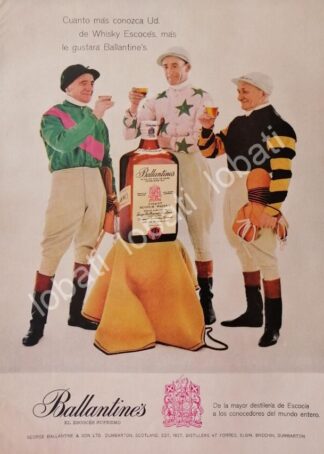 CARTEL ANTIGUO ORIGINAL DE VINOS WHISKY BALLANTINES 1960 /471