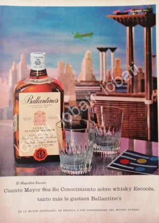 CARTEL ANTIGUO ORIGINAL DE VINOS WHISKY BALLANTINES 1950s /466