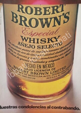 CARTEL ANTIGUO ORIGINAL DE VINOS. WHISKY ROBERT BROWNS 1969 /606 RARO