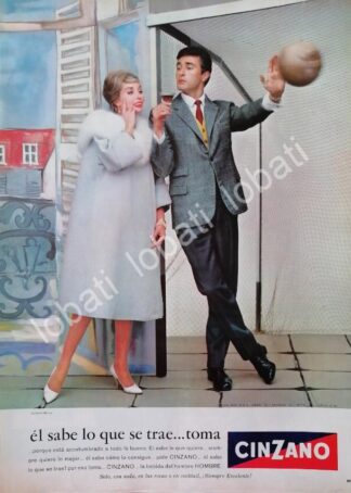 CARTEL ANTIGUO ORIGINAL DE GUILLERMO MURRAY Y VINOS CINZANO VERMOUTH 1960s /465 FEP