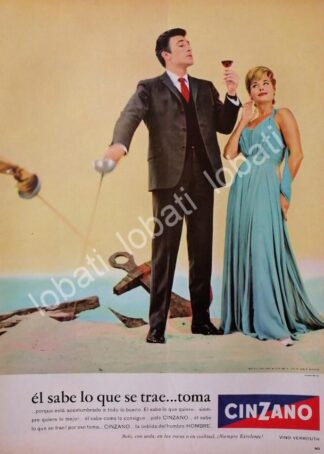 CARTEL ANTIGUO ORIGINAL DE GUILLERMO MURRAY Y VINOS CINZANO VERMOUTH 1960s /463 FEP