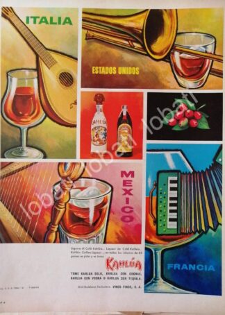 CARTEL ANTIGUO ORIGINAL DE VINOS LICOR DE CAFE KAHLUA 1963 /462