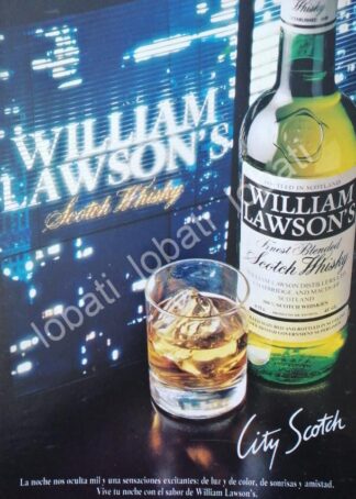 CARTEL ANTIGUO ORIGINAL DE VINOS. WHISKY WILLIAM LAWSONS 1980s /591
