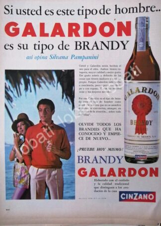CARTEL ANTIGUO ORIGINAL DE SILVANA PAPANINI EN VINOS GALARDON CINZANO 1960s /416 FEP