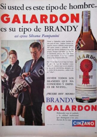 CARTEL ANTIGUO ORIGINAL DE SILVANA PAMPANINI Y VINOS GALARDON CINZANO 1960s /415 FEP