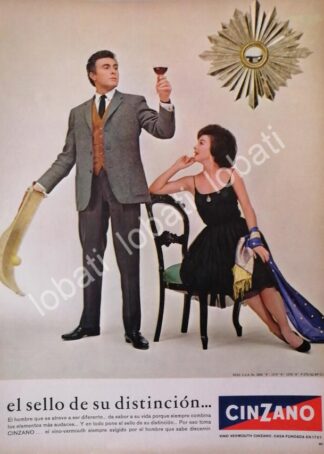 CARTEL ANTIGUO ORIGINAL DE GUILLERMO MURRAY Y VINOS CINZANO VERMOUTH 1960s /414 FEP
