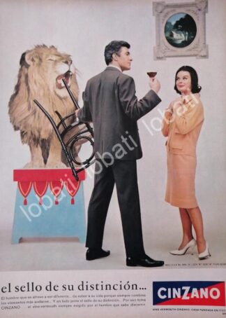 CARTEL ANTIGUO ORIGINAL DE GUILLERMO MURRAY Y VINOS CINZANO VERMOUTH 1960s /413 FEP