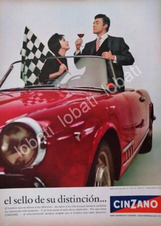 CARTEL ANTIGUO ORIGINAL DE GUILLERMO MURRAY Y VINOS CINZANO VERMOUTH 1960s /412 FEP