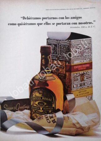 CARTEL ANTIGUO ORIGINAL DE VINOS WHISKY CHIVAS REGAL 1960s /404