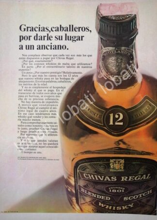 CARTEL ANTIGUO ORIGINAL DE VINOS WHISKY CHIVAS REGAL 1960s /402