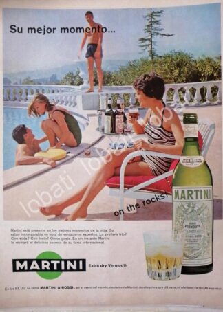 CARTEL ANTIGUO ORIGINAL DE VINOS MARTINI VERMOUTH 1960s /384