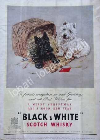 CARTEL ANTIGUO ORIGINAL DE VINOS. WHISKY BLACK & WHITE 1947 /585 MUY RARO