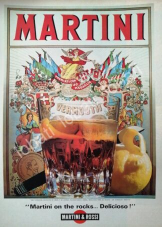 CARTEL ANTIGUO ORIGINAL DE VINOS MARTINI VERMOUTH 1960s /378