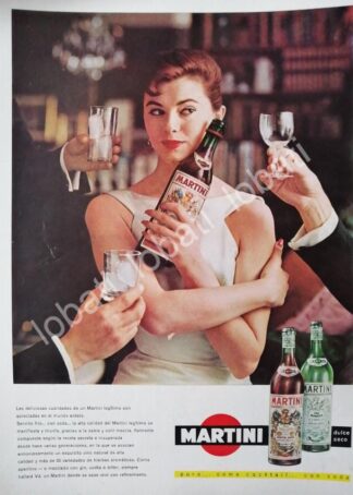 CARTEL ANTIGUO ORIGINAL DE VINOS MARTINI VERMOUTH 1960s /375