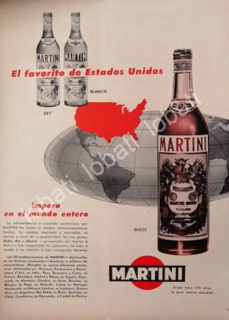 CARTEL ANTIGUO ORIGINAL DE VINOS MARTINI VERMOUTH 1950s /371