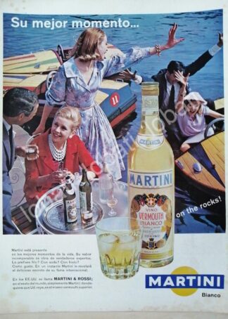 CARTEL ANTIGUO ORIGINAL DE VINOS MARTINI VERMOUTH 1960s /365