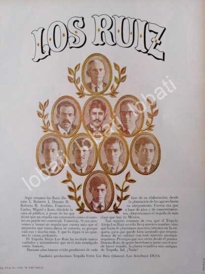 CARTEL ANTIGUO ORIGINAL DE TEQUILA LOS RUIZ 1967 /358 /RARO