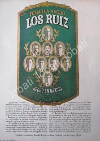 CARTEL ANTIGUO ORIGINAL DE TEQUILA LOS RUIZ 1967 /357 /RARO